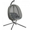 Outsunny Hanging Egg Chair with Stand and Folding Basket, Grey