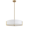 Dainolite Preston 4 Light Pendant 21" Dia Aged Brass White Shade Lamp|Luminaire suspendu Preston de Dainolite de 21 po de diamètre avec abat-jour blanc, fini laiton vieilli et 4 ampoules