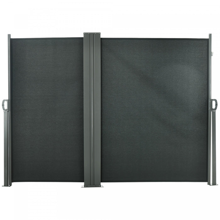 Outsunny Double Retractable Side Awning 236\" X 71\" Patio Screen Grey