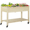 Outsunny Raised Garden Bed Mobile Elevated Wood Planter Box W/ Lockable Wheels, Storage Shelf For He|Outsunny Jardiniere Surelevee Surelevee Pour Jardiniere Mobile En Bois Avec Roues Verrouillables, Et