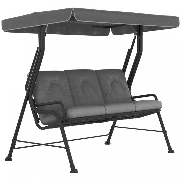 Outsunny Outdoor 3-person Metal Porch Swing Chair With Canopy Light Grey