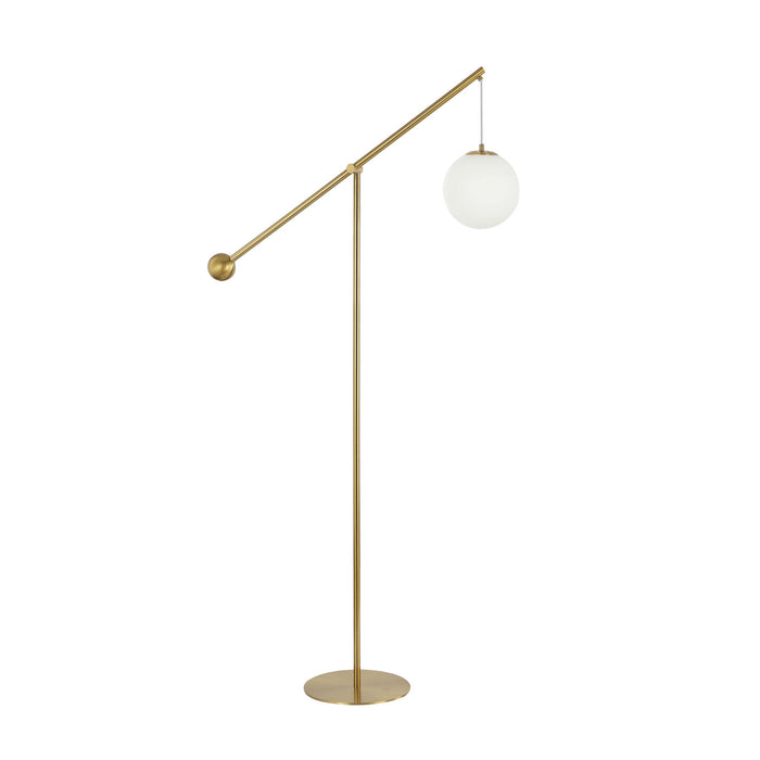 Dainolite Holly 1 Light Floor Lamp 66\" H Aged Brass Opal White Glass