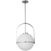 Dainolite Paola 1 Light Pendant Small Polished Chrome White Opal Glass Lamp|Petit luminaire suspendu Paola de Dainolite en verre blanc opale, avec fini chromé poli et 1 ampoule