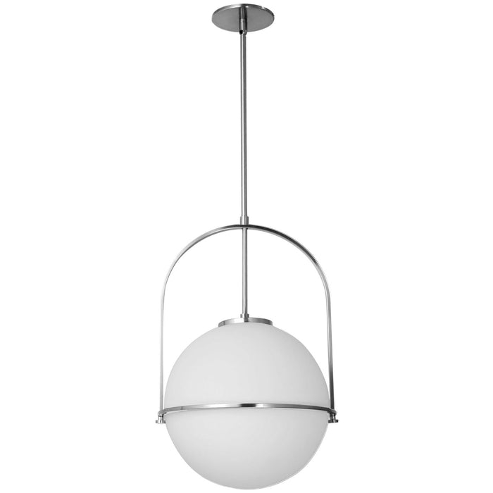 Dainolite Paola 1 Light Pendant Small Polished Chrome White Opal Glass Lamp