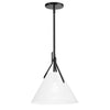 Dainolite Nicole 1 Light Pendant Matte Black Opal White Glass Lamp