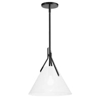 Dainolite Nicole 1 Light Pendant Matte Black Opal White Glass Lamp