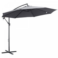 Outsunny 10ft Offset Patio Umbrella With Base, Grey