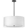 Dainolite Porscha 4 Light Pendant Medium Matte Black White Shade Lamp|Luminaire suspendu moyen Porscha de Dainolite avec abat-jour blanc, fini noir mat et 4 ampoules