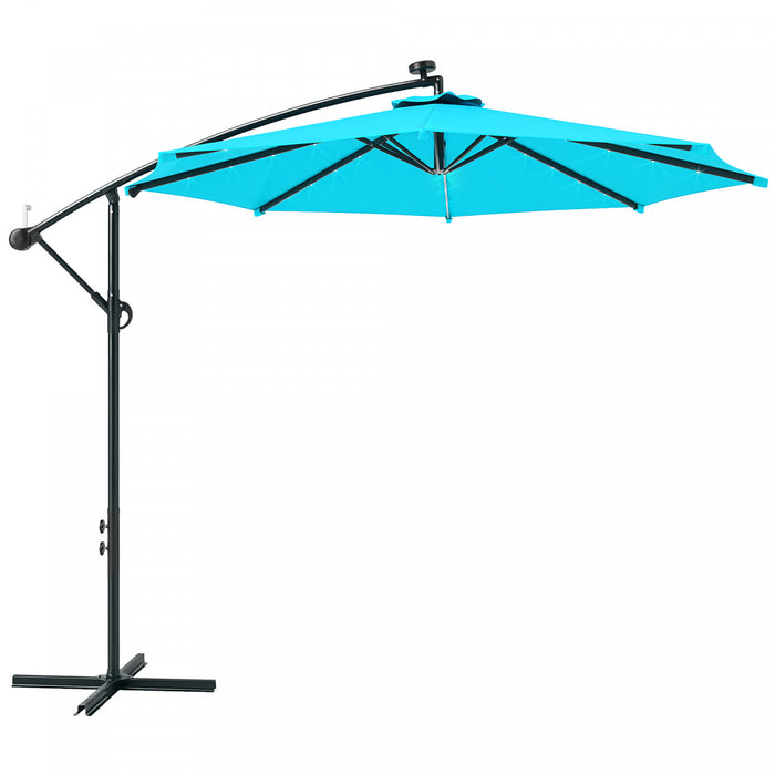 Outsunny 10ft Outdoor Cantilever Umbrella With Solar Lights Turquoise