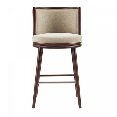 Evalyn Modern Wood Upholstered Barstool in Natural | Tabouret de bar moderne en bois avec assise rembourree Evalyn, finition naturelle