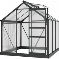 Outsunny 6' X 6' Clear Polycarbonate Greenhouse Walk-in Green House Garden Plants Grow Galvanized Ba