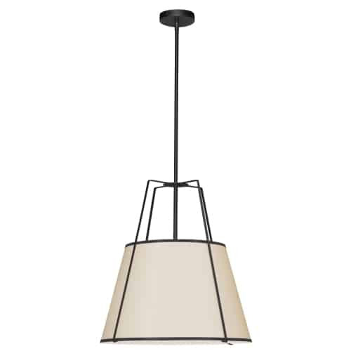 Dainolite Trapezoid 3 Light Pendant Trapezoid Black/Cream Shade White Fabric Diffuser Lamp
