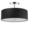 Dainolite Everly 3 Light Semi-flush Mount Polished Chrome Finish Black Shade Lamp