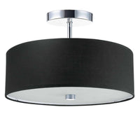 Dainolite Everly 3 Light Semi-flush Mount Polished Chrome Finish Black Shade Lamp