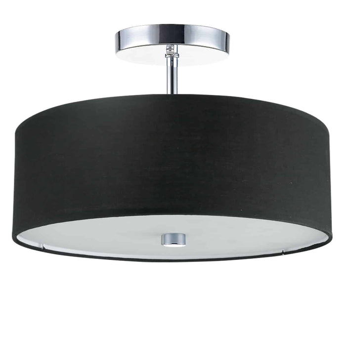 Dainolite Everly 3 Light Semi-flush Mount Polished Chrome Finish Black Shade Lamp