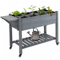 Outsunny Raised Garden Bed With 8 Grids And Storage Shelf, Elevated Planter Box With Legs, For Veget