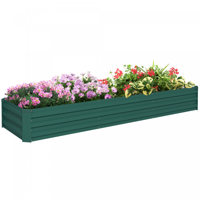 Outsunny 8x2x1ft Raised Garden Bed Large Galvanized Elevated Planter Box