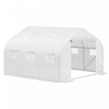 Outsunny 15'x10'x7' Heavy Duty Walk-in Tunnel Greenhouse Gardening Planting Shed Warm Green House White