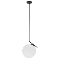 Dainolite Orion 1 Light Pendant Matte Black Opal White Glass Lamp