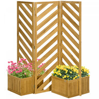 Outsunny Outdoor Privacy Screen With 4 Planters And 3 Hinged Privacy Panels