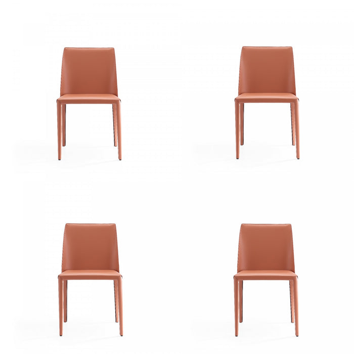 Paris Modern Vegan Leather Dining Chair in Clay - Set of 4