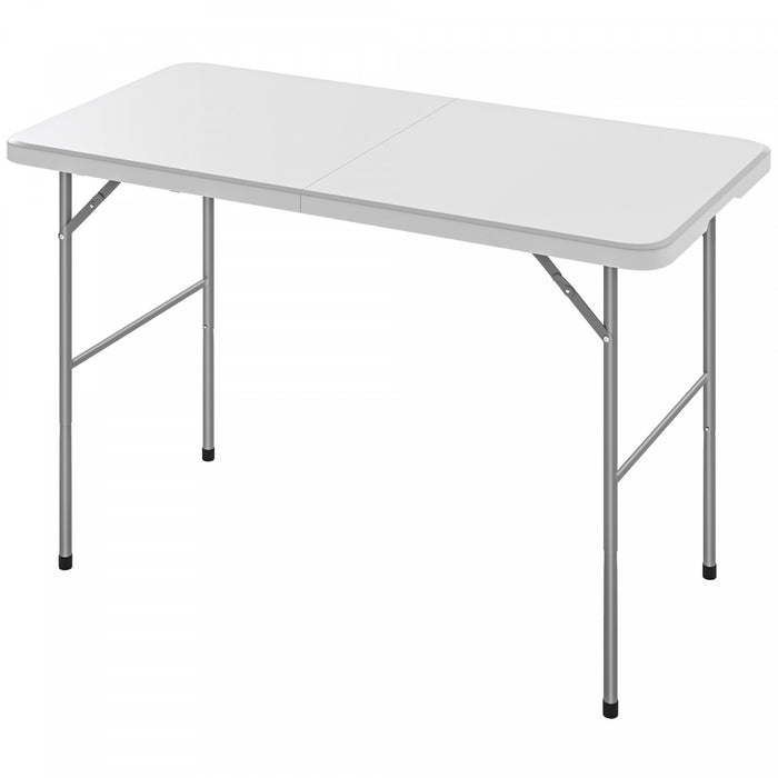 Outsunny Picnic Table with Adjustable Height and Handle 47\" x 24\", White