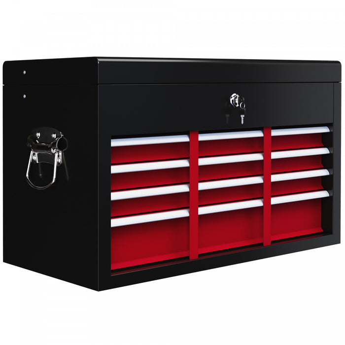 Homcom 6 Drawer 24\" Metal Tool Box With Top Case, Ball Bearing Slides