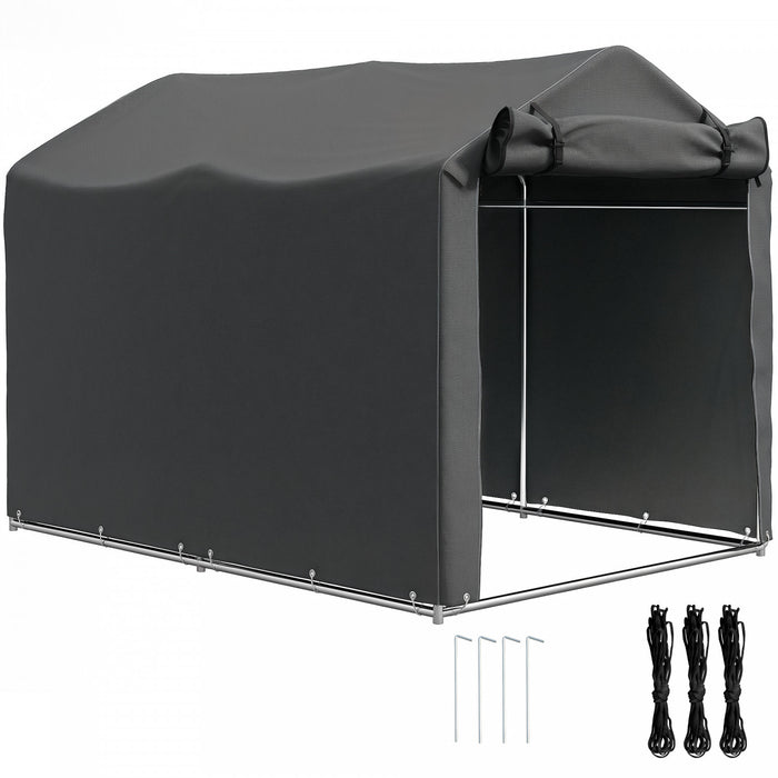 Outsunny Outdoor Shelter, Motorcycle Tent W/roll-up Zipper Door, Dark Grey
