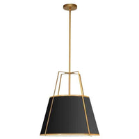 Dainolite Trapezoid 1 Light Pendant Gold/Black Shade White Fabric Diffuser Lamp