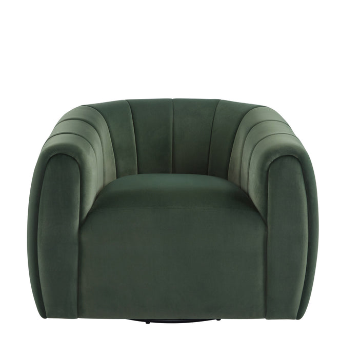 Vela Modern Velvet Swivel Club Chair with Tub Design, Black, Olive Green