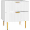 HOMCOM Nightstand, Bedside Table, Side End Table with 2 Drawers, White