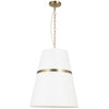 Dainolite Symphony 3 Light Pendant Aged Brass White Shade Lamp|Luminaire suspendu Symphony de Dainolite avec abat-jour blanc, fini laiton vieilli et 3 ampoules