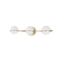 Dainolite Sofia 3 Light Vanity Light Aged Brass White Opal Glass Lamp