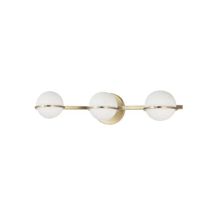 Dainolite Sofia 3 Light Vanity Light Aged Brass White Opal Glass Lamp