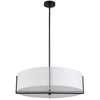 Dainolite Preston 4 Light Pendant 26" Dia Matte Black White Shade Lamp|Luminaire suspendu Preston de Dainolite de 26 po de diamètre avec abat-jour blanc, fini noir mat et 4 ampoules