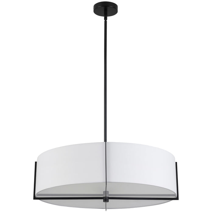 Dainolite Preston 4 Light Pendant 26\" Dia Matte Black White Shade Lamp