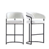 Augusta Modern Metal Upholstered Barstool in White - Set of 2 | Tabouret de bar moderne Augusta en metal et tissu, blanc - Lot de 2
