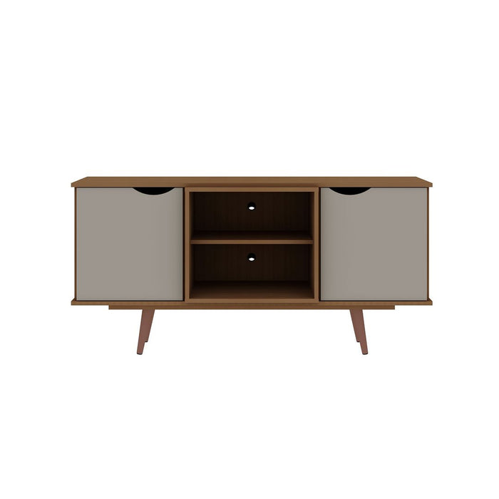 Manhattan Comfort Hampton 53.54\" TV Stand with 4 Shelves & Solid Wood Legs - Off White