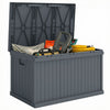 Outsunny 70 Gallon Deck Box, Outdoor Storage Box with Handles, Dark Grey