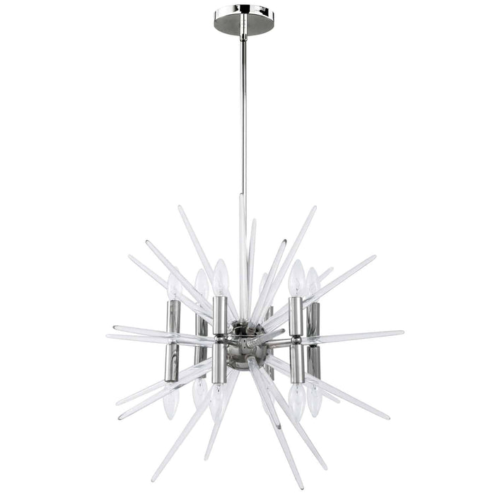 Dainolite Vela 12 Light Chandelier Polished Chrome Finish Clear Acrylic Spikes Lamp