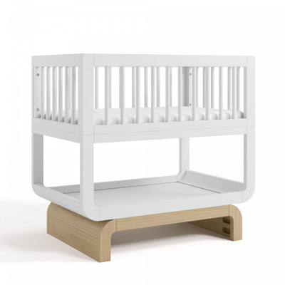 Storkcraft Santorini Deluxe 3-in-1 Convertible Bassinet - White/Driftwood Crib
