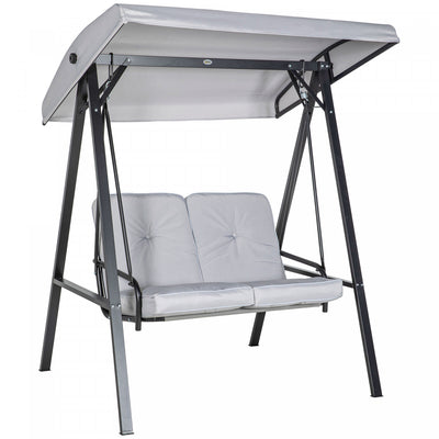 Outsunny 2 Seater Outdoor Swing Chair Porch Swing Bench With Canopy|Outsunny Balancoire D'exterieur 2 Places, Banc De Balancoire Avec Auvent