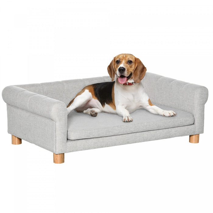 Pawhut Modern Pet Sofa Cat Or Medium Large Dog Bed W/ Removable Seat Cushion, Light Grey