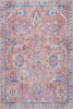 Aqua Pink Flames Washable Non-slip Low Pile Area Rug 5'x7' | Aqua Flammes Rose Tapis Lavable Et Antiderapant A Poils Ras 5'x7'