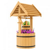 Outsunny Wishing Well Outdoor Wooden Planter with Hanging Bucket, Orange