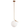 Dainolite Orion 1 Light Pendant Plated Gold Finish White Glass Lamp|Luminaire suspendu Orion de Dainolite en verre blanc, avec fini plaqué or et 1 ampoule