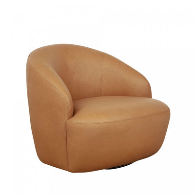Lukas Contemporary Modern Upholstered Swivel Accent Chair in Camel | Fauteuil d’appoint pivotant moderne contemporain Lukas en tissu camel