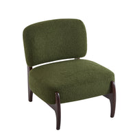 Coco Modern Boucle Lounge Chair with Solid Wood Frame, Green 