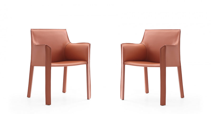 Vogue Modern Vegan Leather Dining Chair in Clay - Set of 2
