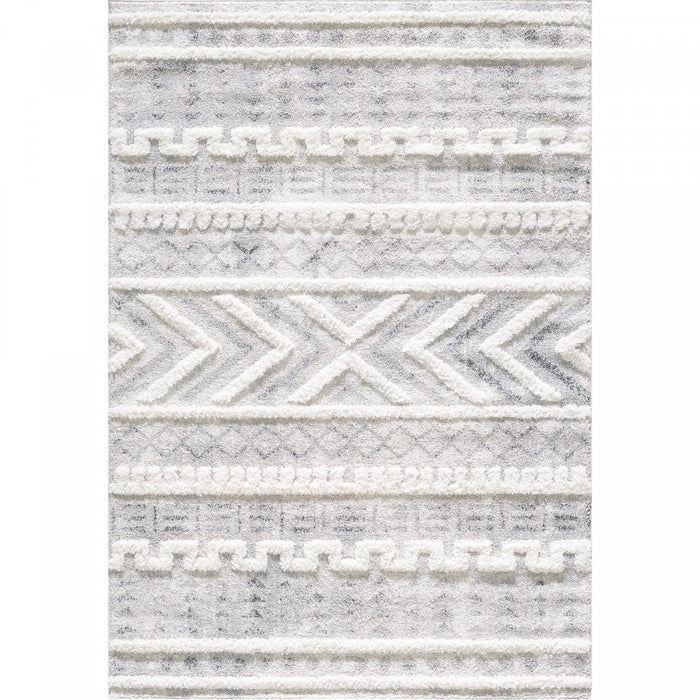 Lola Geo Moroccan Cream Shag Area Rug - 6'7\" x 9'6\"